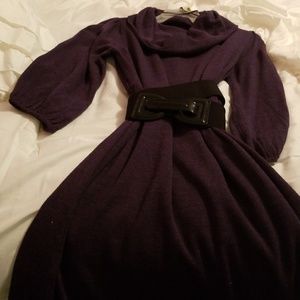 Cowl neck knit dress